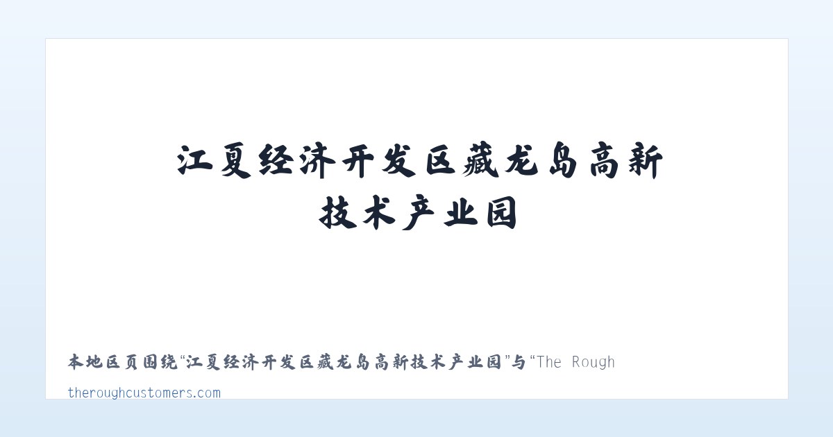 江夏经济开发区藏龙岛高新技术产业园 - The Rough Customers 主图